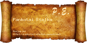 Pankotai Etelka névjegykártya